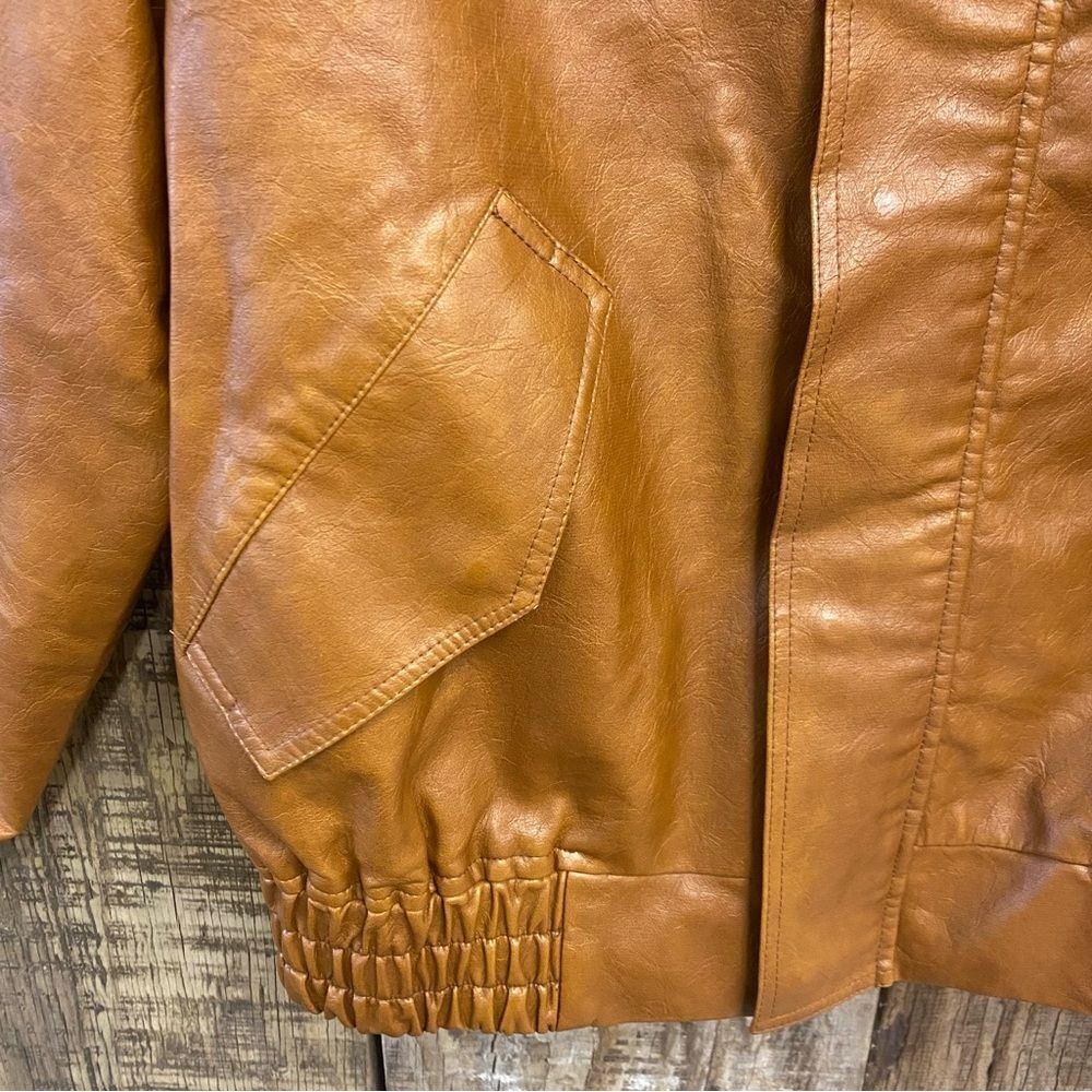 Lioness Kenny Bomber Tan brown jacket and skirt set vegan leather Revolve XS - Picture 9 of 12